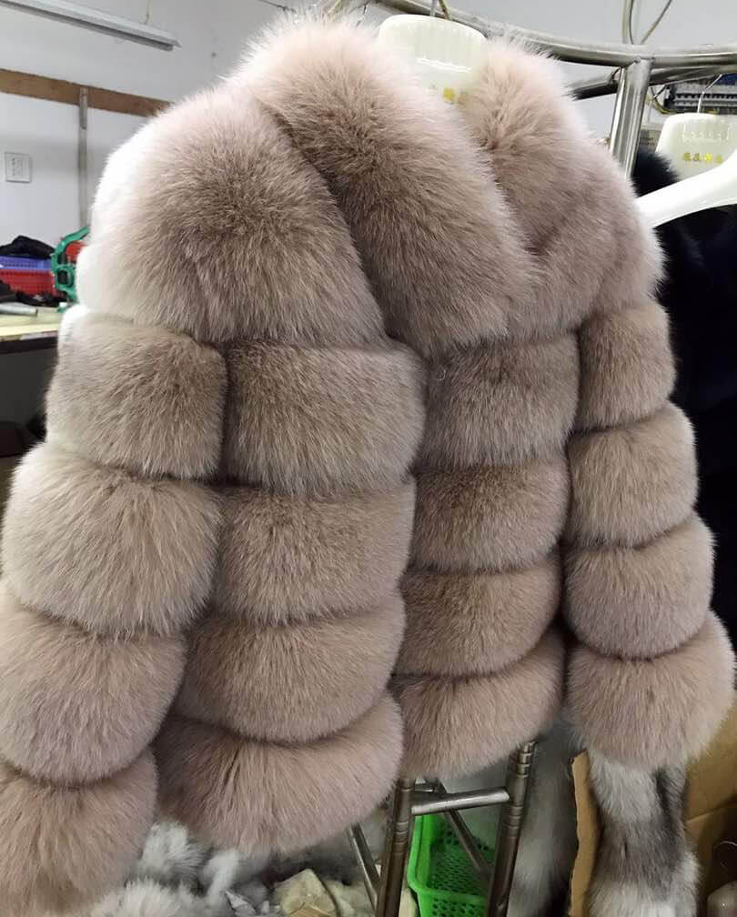 Fox Fur Coat with Band Collar Carla - Real Fur Coats for Women - Aria Moda