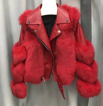 Leather Jacket with Fox Fur 