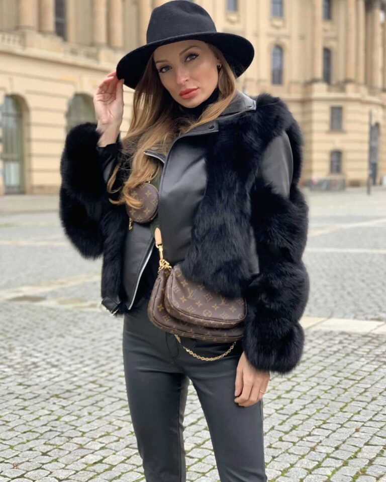 Leather Jacket with Fox Fur 